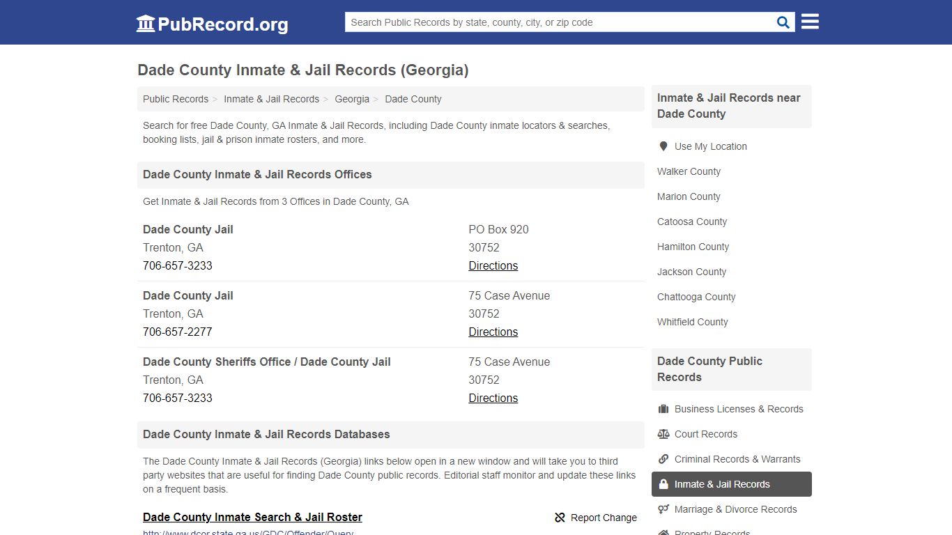 Free Dade County Inmate & Jail Records (Georgia Inmate ...